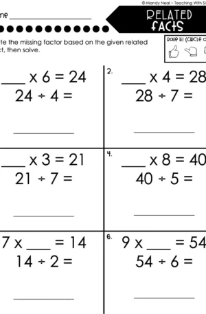 3rd Grade Division – Related Facts Worksheet 2