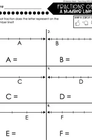 3rd Grade Fractions – Fractions on a Number Line Worksheet 2