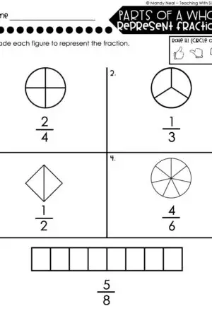 3rd Grade Fractions – Parts of a Whole - Represent Fractions Worksheet 1