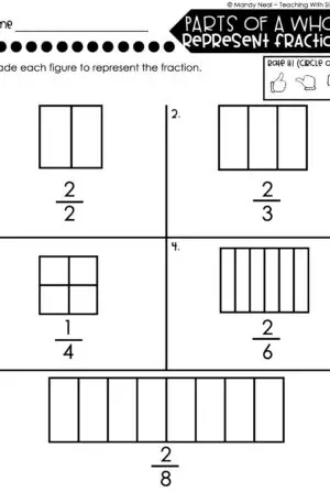 3rd Grade Fractions – Parts of a Whole - Represent Fractions Worksheet 2