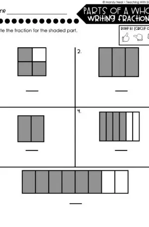 3rd Grade Fractions – Parts of a Whole - Writing Fractions Worksheet 2