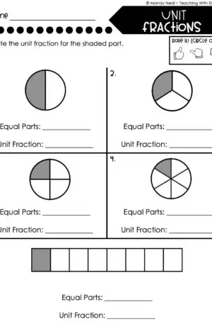 3rd Grade Fractions – Unit Fractions Worksheet 1