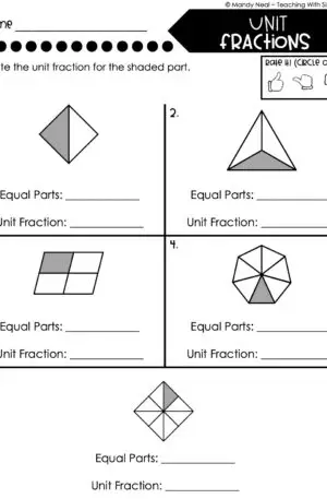 3rd Grade Fractions – Unit Fractions Worksheet 2