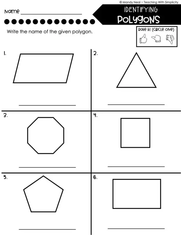 3rd Grade Geometry – Identifying Polygons Worksheet 1