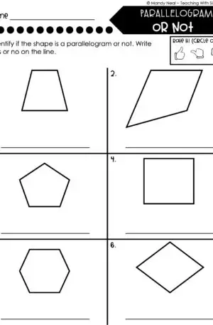 3rd Grade Geometry – Parallelogram or Not Worksheet 1