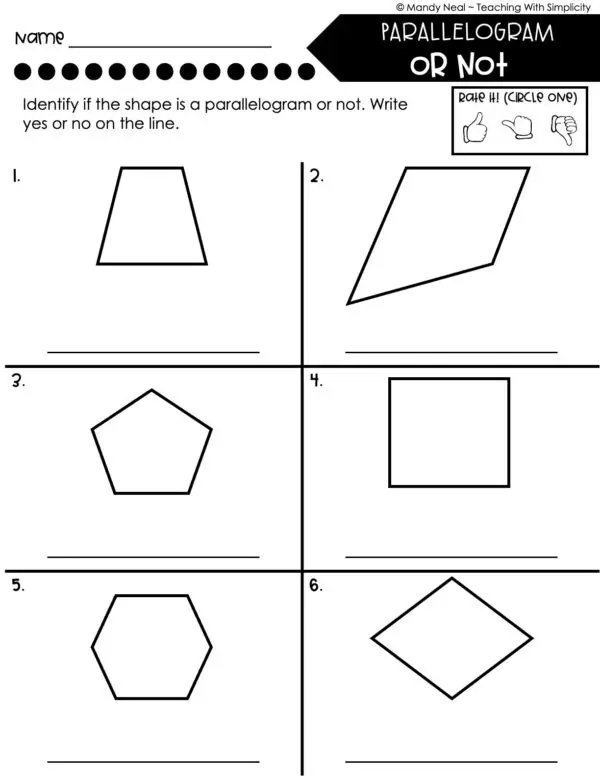 3rd Grade Geometry – Parallelogram or Not Worksheet 1