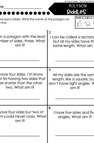 3rd Grade Geometry – Polygon Riddles Worksheet 1