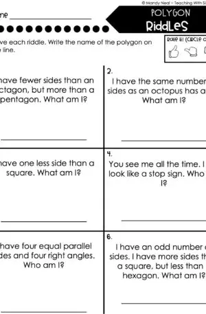 3rd Grade Geometry – Polygon Riddles Worksheet 2