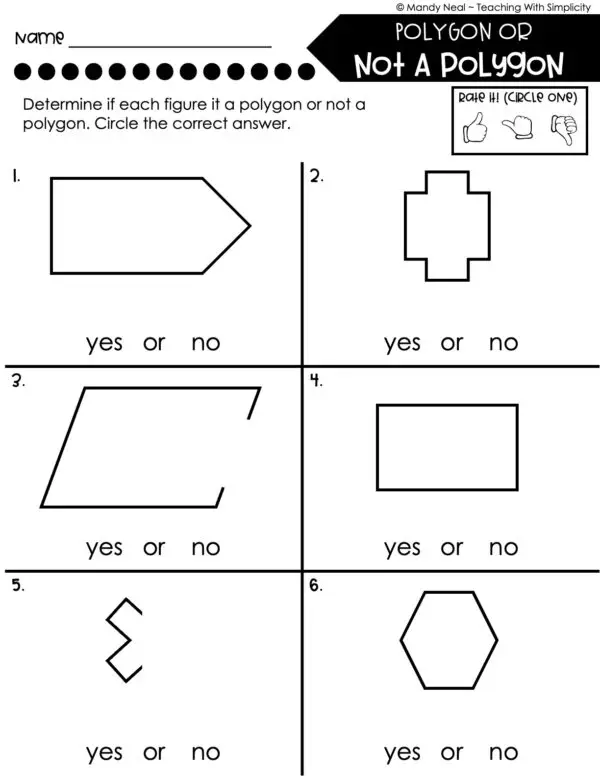 3rd Grade Geometry – Polygon or Not a Polygon Worksheet 1