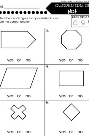 3rd Grade Geometry – Quadrilateral or Not Worksheet 1