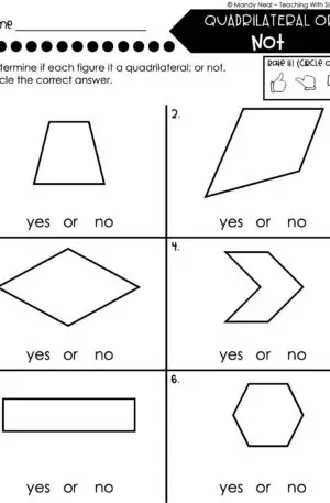 3rd Grade Geometry – Quadrilateral or Not Worksheet 2