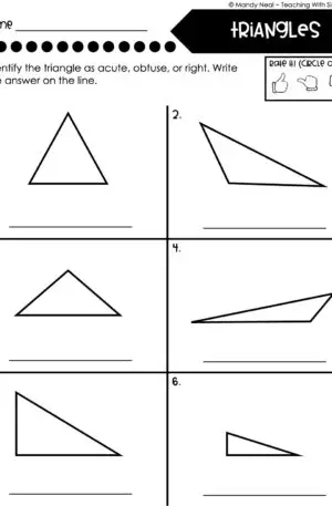 3rd Grade Geometry – Triangles Worksheet 1