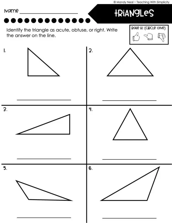 3rd Grade Geometry – Triangles Worksheet 2