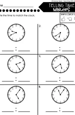 3rd Grade Measurement – Telling Time - Minutes Worksheet 2