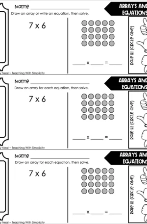 3rd Grade Multiplication – Arrays and Equations Worksheet 3