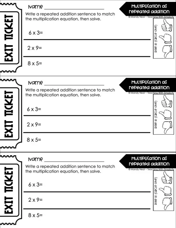 3rd Grade Multiplication – Multiplication as Repeated Addition Worksheet 2