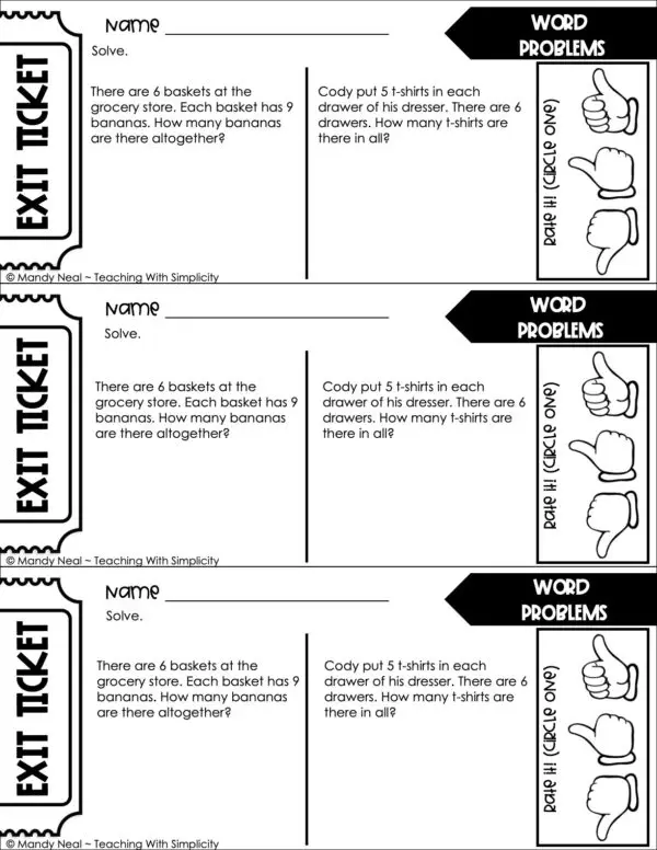 3rd Grade Multiplication – Word Problems Worksheet 2