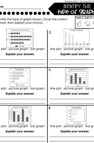 3rd Grade Represent and Interpret Data – Identify the Type of Graph Worksheet 1