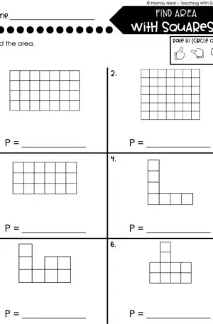 4th Grade Area and Perimeter – Find Area with Squares Worksheet 2