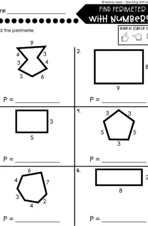 4th Grade Area and Perimeter – Finding Perimeter with Numbers Worksheet 1