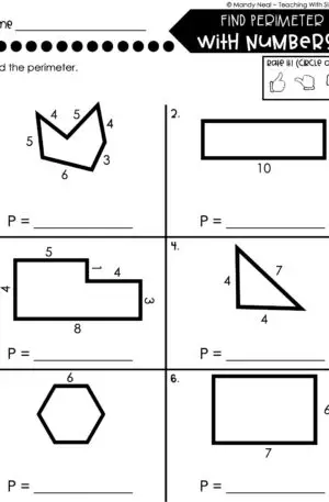 4th Grade Area and Perimeter – Finding Perimeter with Numbers Worksheet 2