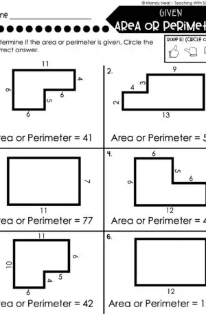 4th Grade Area and Perimeter – Given Area or Perimeter? Worksheet 1