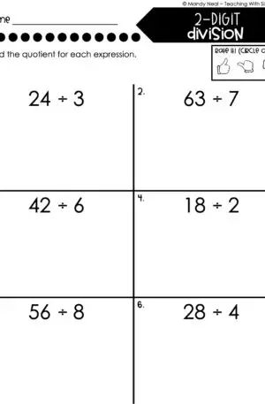 4th Grade Division – 2-Digit Division Worksheet 1