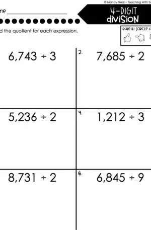 4th Grade Division – 4-Digit Division Worksheet 1