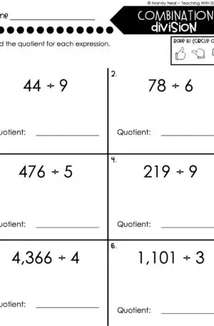 4th Grade Division – Combination Division Worksheet 2