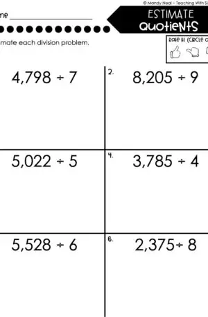 4th Grade Division – Estimate Quotients Worksheet 2