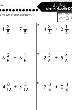 4th Grade Fractions – Adding Mixed Numbers Worksheet 2