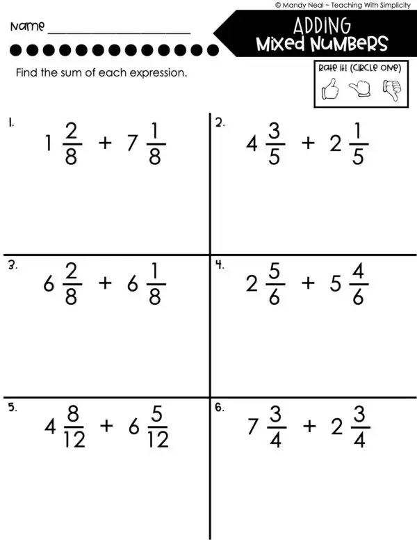 4th Grade Fractions – Adding Mixed Numbers Worksheet 2