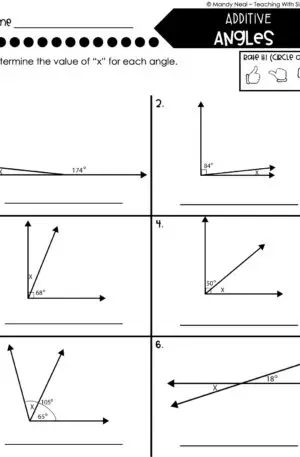 4th Grade Geometry – Additive Angles Worksheet 1