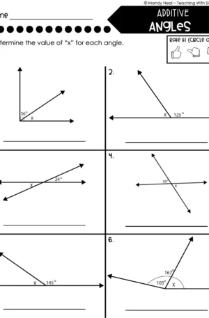 4th Grade Geometry – Additive Angles Worksheet 2