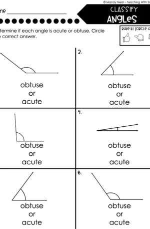 4th Grade Geometry – Classify Angles Worksheet 1