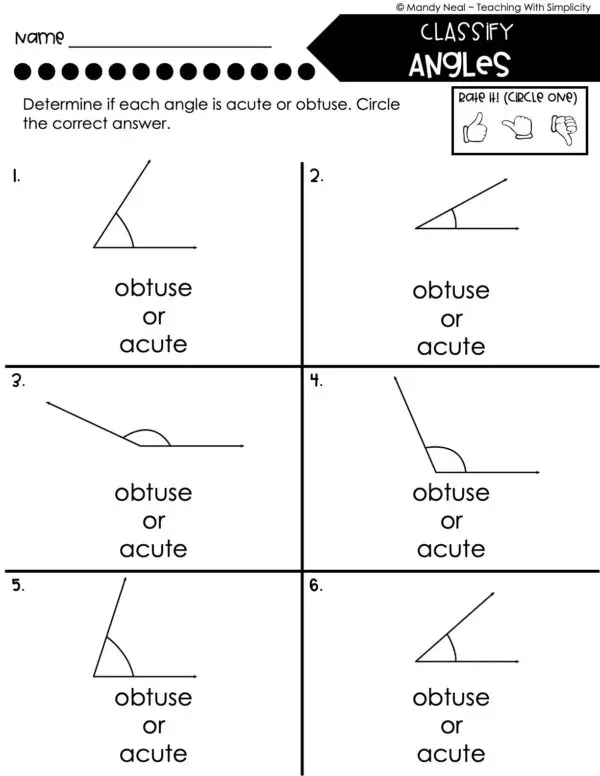 4th Grade Geometry – Classify Angles Worksheet 2