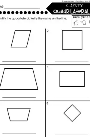 4th Grade Geometry – Classify Quadrilaterals Worksheet 1