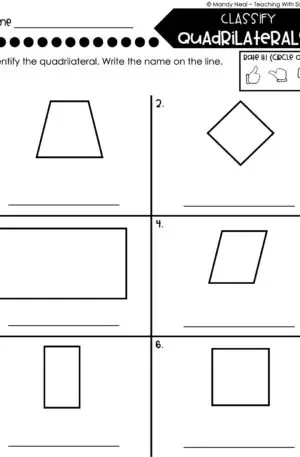 4th Grade Geometry – Classify Quadrilaterals Worksheet 2