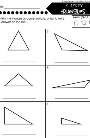 4th Grade Geometry – Classify Triangles Worksheet 1