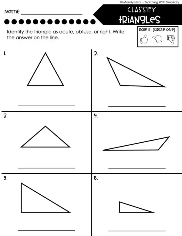 4th Grade Geometry – Classify Triangles Worksheet 1