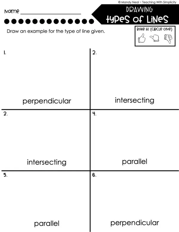 4th Grade Geometry – Drawing Types of Lines Worksheet 1