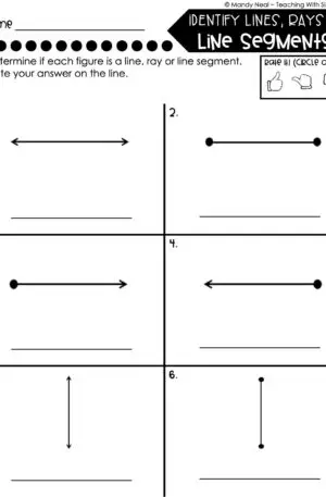 4th Grade Geometry – Identify Lines, Rays, and Line Segments Worksheet 1