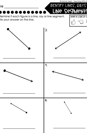 4th Grade Geometry – Identify Lines, Rays, and Line Segments Worksheet 2