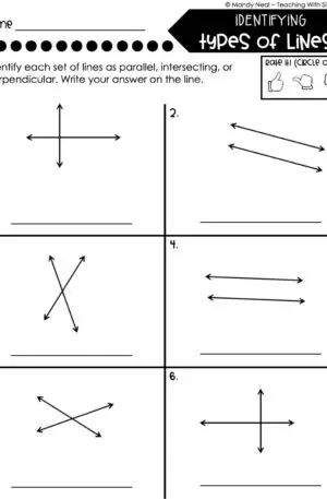 4th Grade Geometry – Identifying Types of Lines Worksheet 1