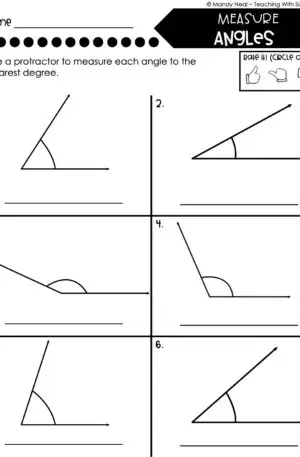 4th Grade Geometry – Measure Angles Worksheet 1