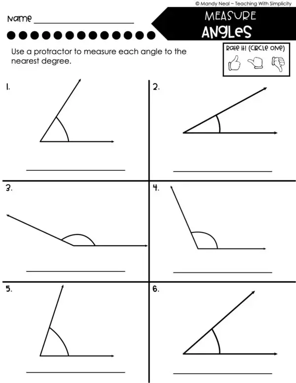 4th Grade Geometry – Measure Angles Worksheet 1