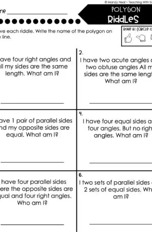 4th Grade Geometry – Polygon Riddles Worksheet 1