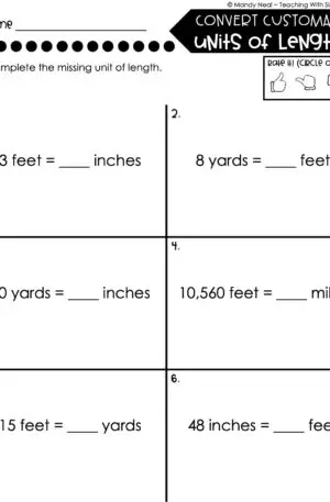 4th Grade Measurement – Convert Customary Units of Length Worksheet 1