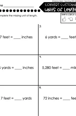 4th Grade Measurement – Convert Customary Units of Length Worksheet 2