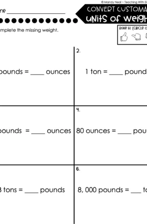 4th Grade Measurement – Convert Customary Units of Weight Worksheet 2